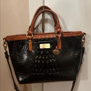 Brahmin Black patent leather small handbag.